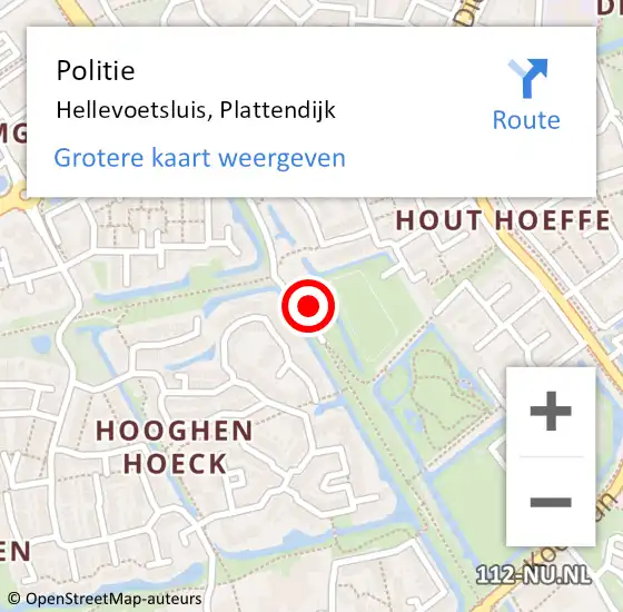 Locatie op kaart van de 112 melding: Politie Hellevoetsluis, Plattendijk op 9 juli 2024 18:40