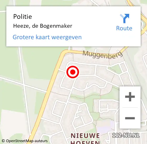 Locatie op kaart van de 112 melding: Politie Heeze, de Bogenmaker op 9 juli 2024 18:47