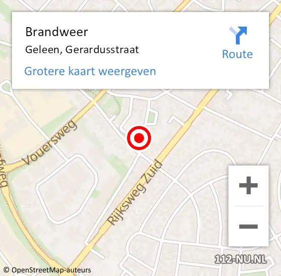 Locatie op kaart van de 112 melding: Brandweer Geleen, Gerardusstraat op 12 oktober 2014 14:23