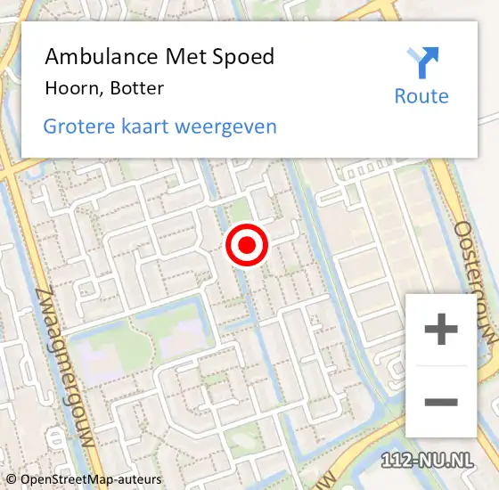 Locatie op kaart van de 112 melding: Ambulance Met Spoed Naar Hoorn, Botter op 9 juli 2024 18:57