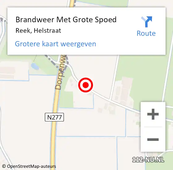 Locatie op kaart van de 112 melding: Brandweer Met Grote Spoed Naar Reek, Helstraat op 9 juli 2024 18:58