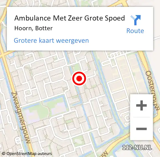 Locatie op kaart van de 112 melding: Ambulance Met Zeer Grote Spoed Naar Hoorn, Botter op 9 juli 2024 19:00