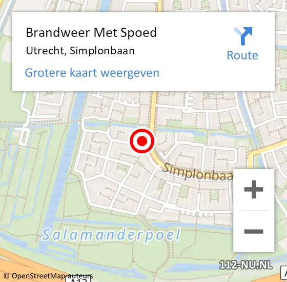 Locatie op kaart van de 112 melding: Brandweer Met Spoed Naar Utrecht, Simplonbaan op 9 juli 2024 19:14