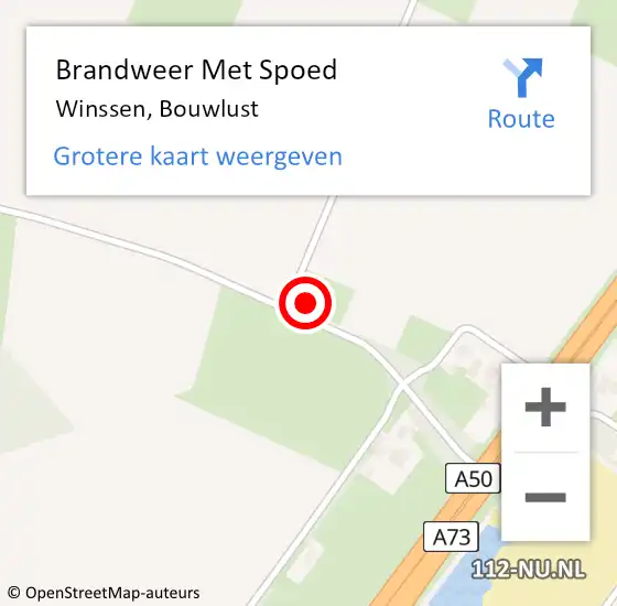 Locatie op kaart van de 112 melding: Brandweer Met Spoed Naar Winssen, Bouwlust op 9 juli 2024 19:35