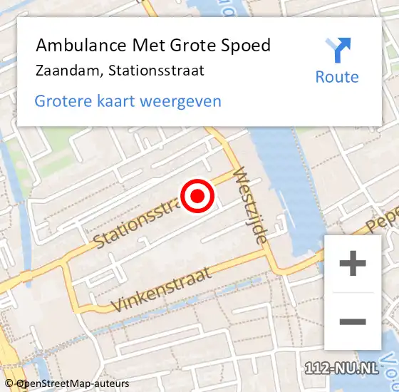 Locatie op kaart van de 112 melding: Ambulance Met Grote Spoed Naar Zaandam, Stationsstraat op 9 juli 2024 19:42