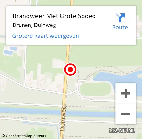 Locatie op kaart van de 112 melding: Brandweer Met Grote Spoed Naar Drunen, Duinweg op 9 juli 2024 19:45