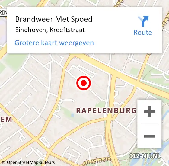 Locatie op kaart van de 112 melding: Brandweer Met Spoed Naar Eindhoven, Kreeftstraat op 9 juli 2024 19:46