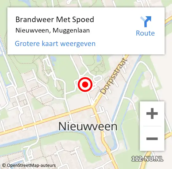 Locatie op kaart van de 112 melding: Brandweer Met Spoed Naar Nieuwveen, Muggenlaan op 9 juli 2024 19:49