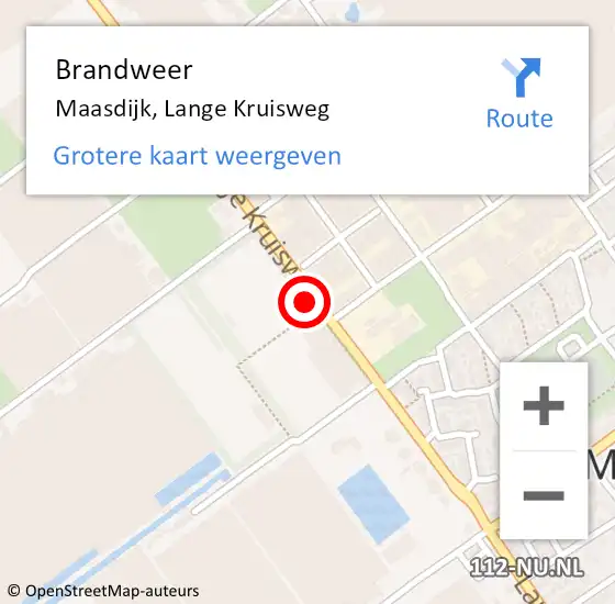 Locatie op kaart van de 112 melding: Brandweer Maasdijk, Lange Kruisweg op 9 juli 2024 19:49