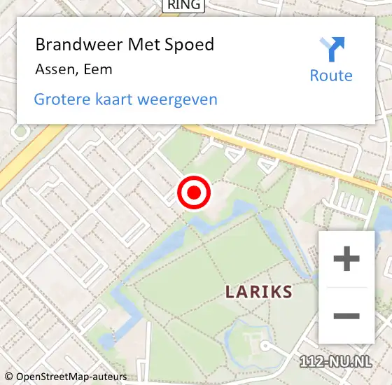 Locatie op kaart van de 112 melding: Brandweer Met Spoed Naar Assen, Eem op 9 juli 2024 19:49