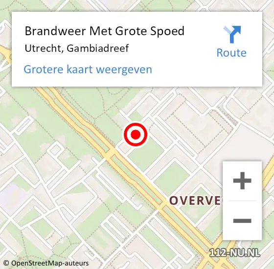 Locatie op kaart van de 112 melding: Brandweer Met Grote Spoed Naar Utrecht, Gambiadreef op 9 juli 2024 19:54