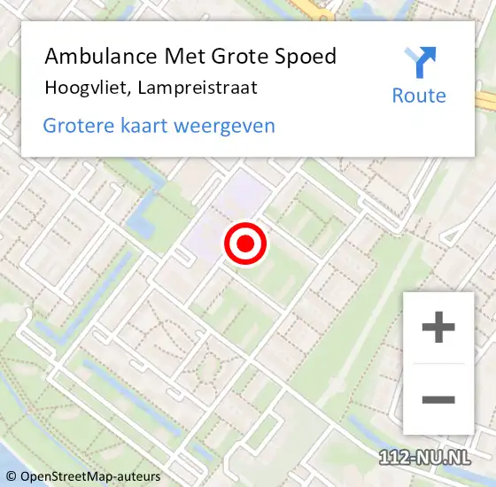 Locatie op kaart van de 112 melding: Ambulance Met Grote Spoed Naar Hoogvliet, Lampreistraat op 9 juli 2024 19:55