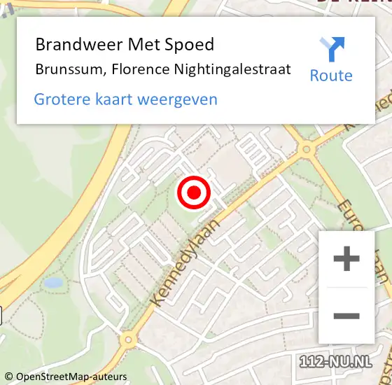 Locatie op kaart van de 112 melding: Brandweer Met Spoed Naar Brunssum, Florence Nightingalestraat op 9 juli 2024 19:56