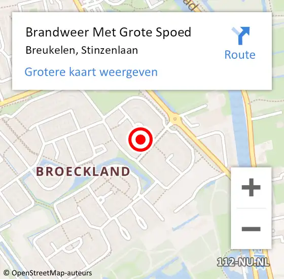 Locatie op kaart van de 112 melding: Brandweer Met Grote Spoed Naar Breukelen, Stinzenlaan op 9 juli 2024 19:56