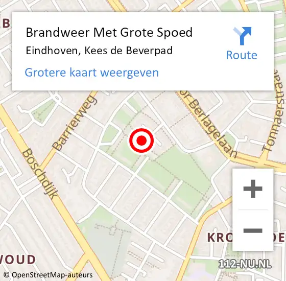 Locatie op kaart van de 112 melding: Brandweer Met Grote Spoed Naar Eindhoven, Kees de Beverpad op 9 juli 2024 19:56