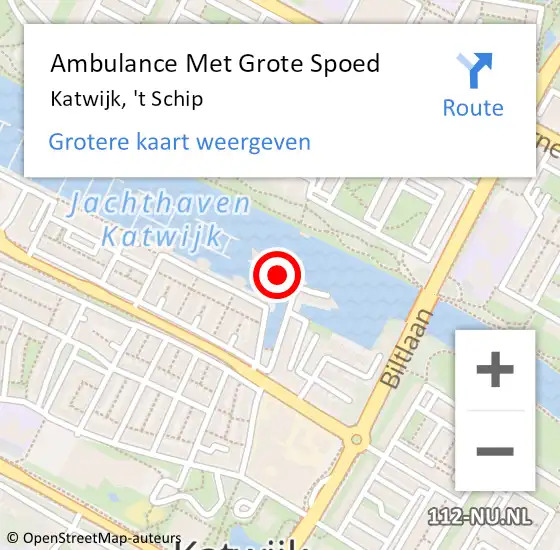 Locatie op kaart van de 112 melding: Ambulance Met Grote Spoed Naar Katwijk, 't Schip op 12 oktober 2014 14:34