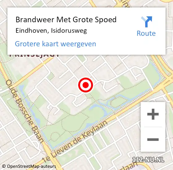 Locatie op kaart van de 112 melding: Brandweer Met Grote Spoed Naar Eindhoven, Isidorusweg op 9 juli 2024 20:06