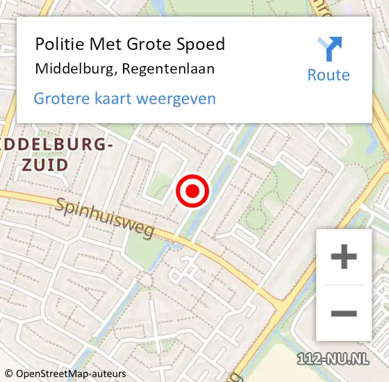 Locatie op kaart van de 112 melding: Politie Met Grote Spoed Naar Middelburg, Regentenlaan op 9 juli 2024 20:19