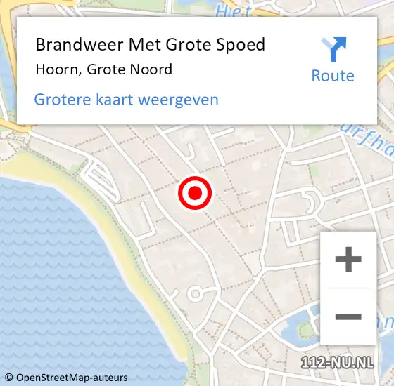 Locatie op kaart van de 112 melding: Brandweer Met Grote Spoed Naar Hoorn, Grote Noord op 9 juli 2024 20:19