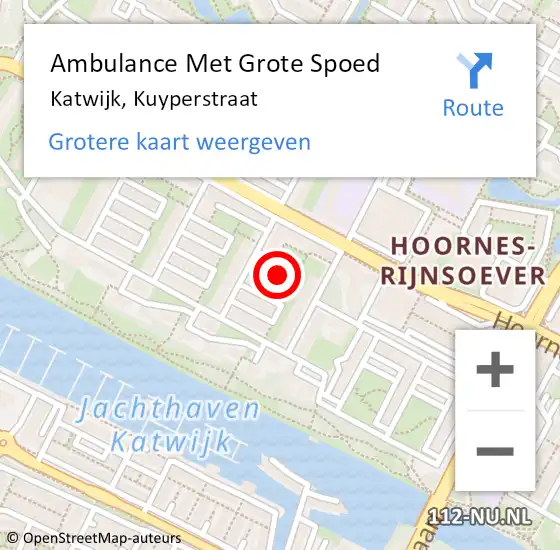 Locatie op kaart van de 112 melding: Ambulance Met Grote Spoed Naar Katwijk, Kuyperstraat op 9 juli 2024 20:33