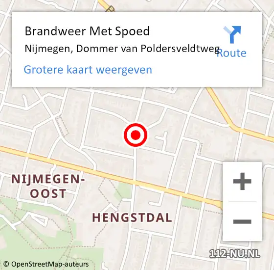 Locatie op kaart van de 112 melding: Brandweer Met Spoed Naar Nijmegen, Dommer van Poldersveldtweg op 9 juli 2024 20:44