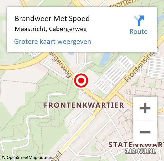 Locatie op kaart van de 112 melding: Brandweer Met Spoed Naar Maastricht, Cabergerweg op 9 juli 2024 20:49