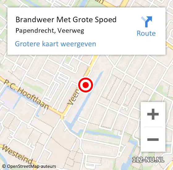 Locatie op kaart van de 112 melding: Brandweer Met Grote Spoed Naar Papendrecht, Veerweg op 9 juli 2024 20:54