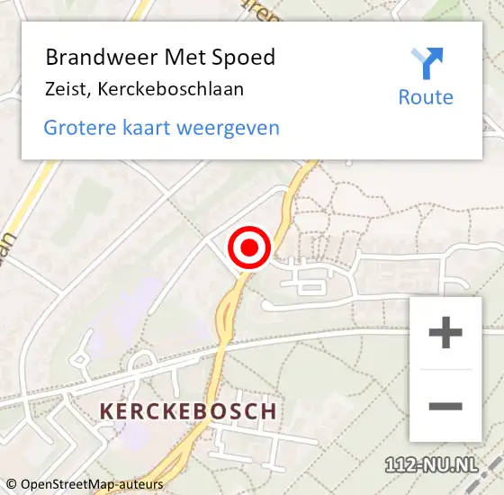 Locatie op kaart van de 112 melding: Brandweer Met Spoed Naar Zeist, Kerckeboschlaan op 9 juli 2024 20:55