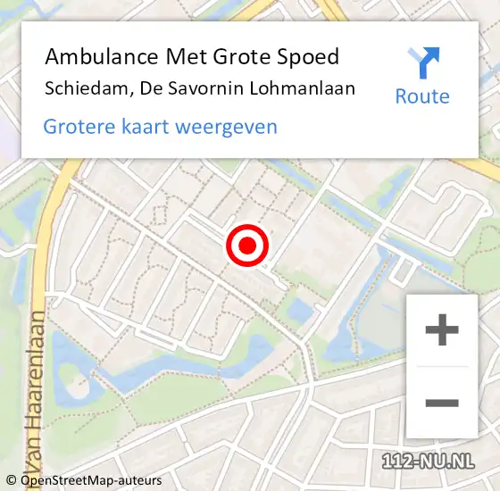 Locatie op kaart van de 112 melding: Ambulance Met Grote Spoed Naar Schiedam, De Savornin Lohmanlaan op 9 juli 2024 21:05