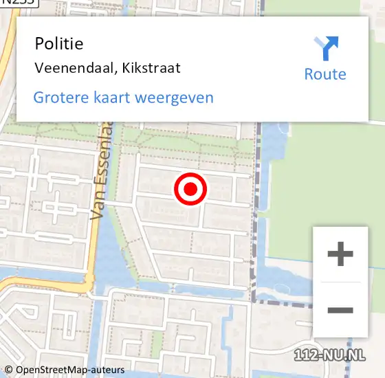 Locatie op kaart van de 112 melding: Politie Veenendaal, Kikstraat op 9 juli 2024 21:11