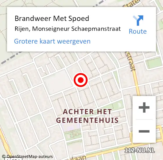 Locatie op kaart van de 112 melding: Brandweer Met Spoed Naar Rijen, Monseigneur Schaepmanstraat op 9 juli 2024 21:12