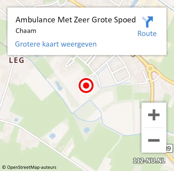 Locatie op kaart van de 112 melding: Ambulance Met Zeer Grote Spoed Naar Chaam op 9 juli 2024 21:14