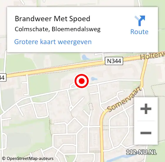 Locatie op kaart van de 112 melding: Brandweer Met Spoed Naar Colmschate, Bloemendalsweg op 9 juli 2024 21:19