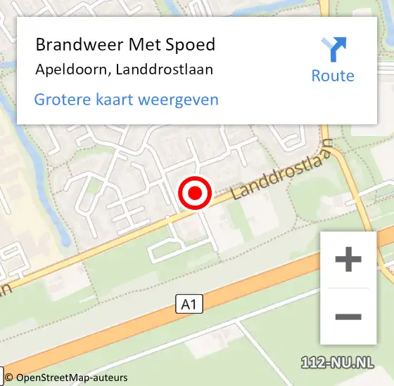 Locatie op kaart van de 112 melding: Brandweer Met Spoed Naar Apeldoorn, Landdrostlaan op 9 juli 2024 21:20