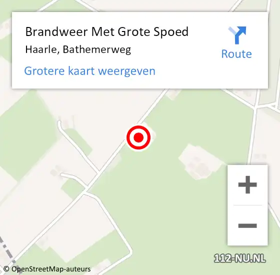 Locatie op kaart van de 112 melding: Brandweer Met Grote Spoed Naar Haarle, Bathemerweg op 9 juli 2024 21:23