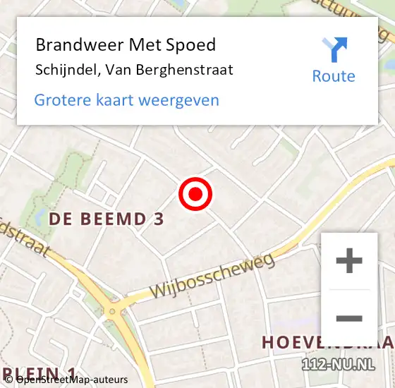 Locatie op kaart van de 112 melding: Brandweer Met Spoed Naar Schijndel, Van Berghenstraat op 9 juli 2024 21:27