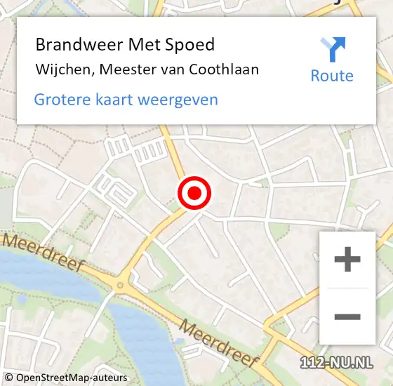 Locatie op kaart van de 112 melding: Brandweer Met Spoed Naar Wijchen, Meester van Coothlaan op 9 juli 2024 21:30