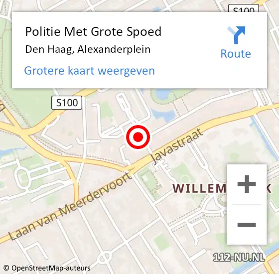 Locatie op kaart van de 112 melding: Politie Met Grote Spoed Naar Den Haag, Alexanderplein op 9 juli 2024 21:38