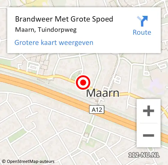 Locatie op kaart van de 112 melding: Brandweer Met Grote Spoed Naar Maarn, Tuindorpweg op 9 juli 2024 21:51