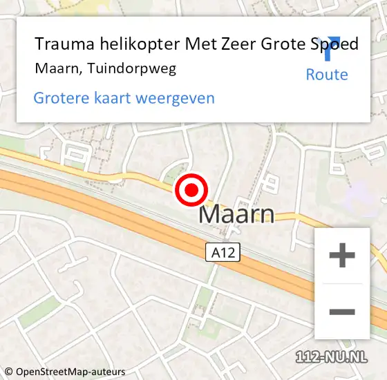 Locatie op kaart van de 112 melding: Trauma helikopter Met Zeer Grote Spoed Naar Maarn, Tuindorpweg op 9 juli 2024 21:53