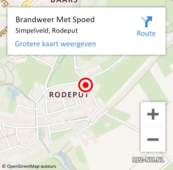 Locatie op kaart van de 112 melding: Brandweer Met Spoed Naar Simpelveld, Rodeput op 9 juli 2024 21:58