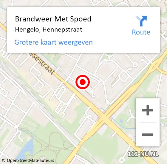 Locatie op kaart van de 112 melding: Brandweer Met Spoed Naar Hengelo, Hennepstraat op 9 juli 2024 21:58