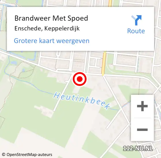 Locatie op kaart van de 112 melding: Brandweer Met Spoed Naar Enschede, Keppelerdijk op 9 juli 2024 22:07