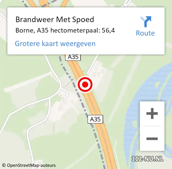 Locatie op kaart van de 112 melding: Brandweer Met Spoed Naar Borne, A35 hectometerpaal: 56,4 op 9 juli 2024 22:12