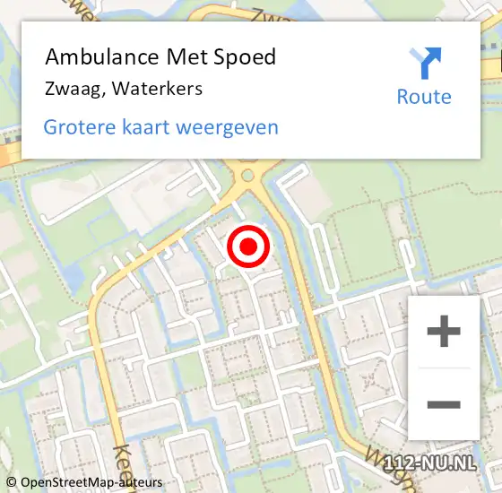 Locatie op kaart van de 112 melding: Ambulance Met Spoed Naar Zwaag, Waterkers op 9 juli 2024 22:13