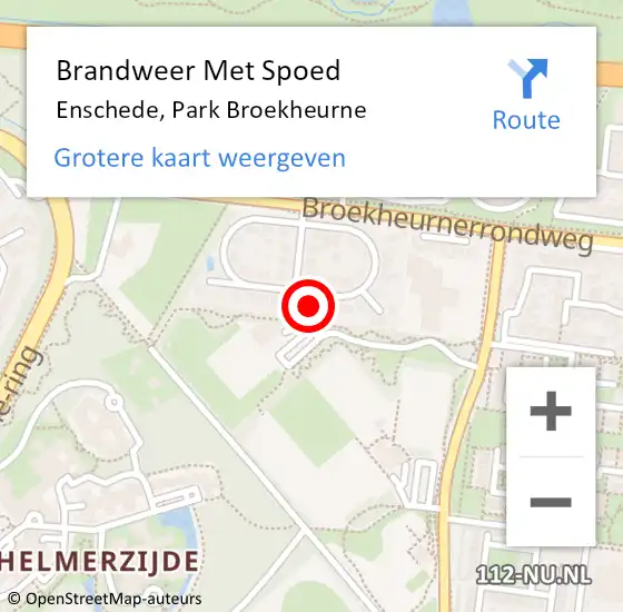 Locatie op kaart van de 112 melding: Brandweer Met Spoed Naar Enschede, Park Broekheurne op 9 juli 2024 22:14