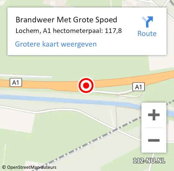 Locatie op kaart van de 112 melding: Brandweer Met Grote Spoed Naar Lochem, A1 hectometerpaal: 117,8 op 9 juli 2024 22:18