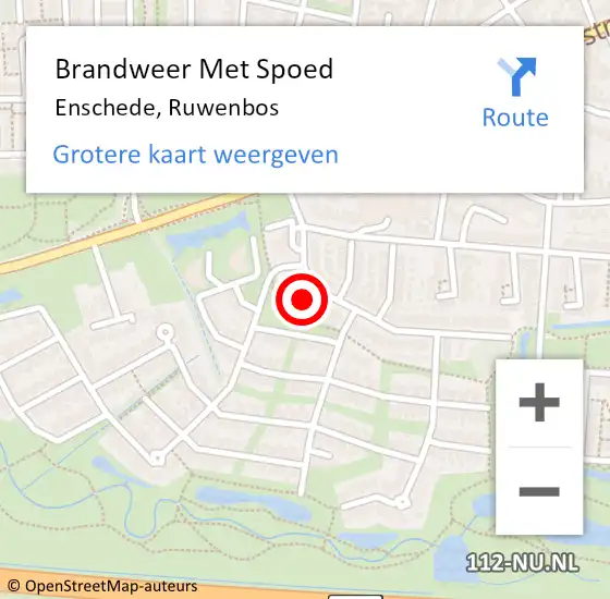 Locatie op kaart van de 112 melding: Brandweer Met Spoed Naar Enschede, Ruwenbos op 9 juli 2024 22:20