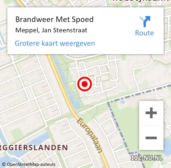 Locatie op kaart van de 112 melding: Brandweer Met Spoed Naar Meppel, Jan Steenstraat op 9 juli 2024 22:23