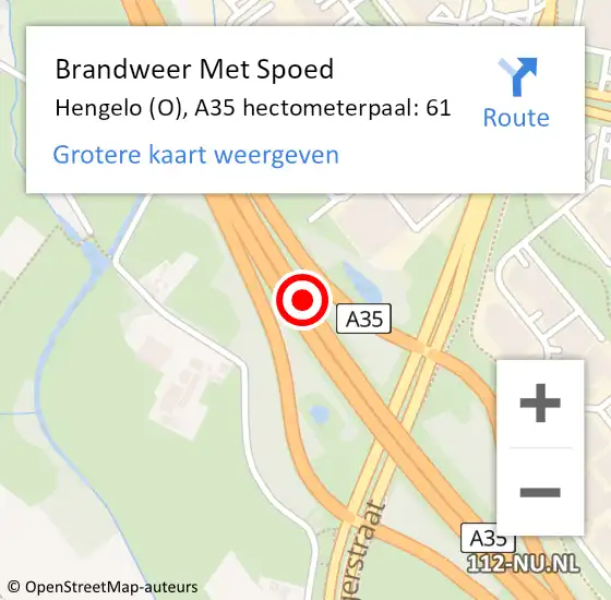 Locatie op kaart van de 112 melding: Brandweer Met Spoed Naar Hengelo (O), A35 hectometerpaal: 61 op 9 juli 2024 22:24